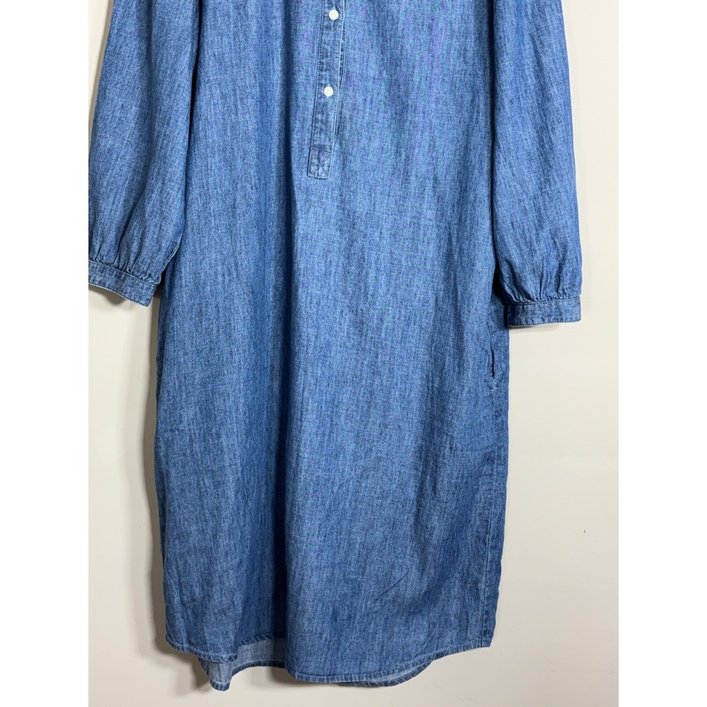 J.McLaughlin Womens Blue Denim Chambray Shirt Dress Midi Pockets Size L - Picture 10 of 15